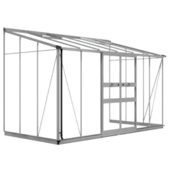 12' X 6' Halls Cotswold Broadway 126 Silver Lean-To Greenhouse (3.76m X 1.93m) -Zen Gardenia Sales v01714 12x6 halls cotswold broadway lean to greenhouse silver cutout min