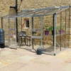 12' X 6' Halls Cotswold Broadway 126 Silver Lean-To Greenhouse (3.76m X 1.93m) -Zen Gardenia Sales v01714 12x6 halls cotswold broadway lean to greenhouse silver insitu min 1