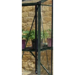 12' X 6' Halls Cotswold Broadway 126 Green Lean-To Greenhouse (3.76m X 1.93m) -Zen Gardenia Sales v01716 12x6 halls cotswold broadway lean to greenhouse green close up3 min