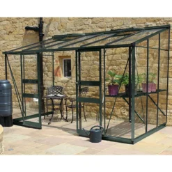 12' X 6' Halls Cotswold Broadway 126 Green Lean-To Greenhouse (3.76m X 1.93m)