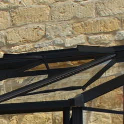 12' X 6' Halls Cotswold Broadway 126 Black Lean-To Greenhouse (3.76m X 1.93m) -Zen Gardenia Sales v01718 12x6 halls cotswold broadway lean to greenhouse black close up2 min