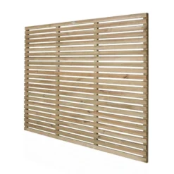 Forest 6' X 5' Pressure Treated Contemporary Slatted Fence Panel (1.8m X 1.5m) -Zen Gardenia Sales venh5 slatted fence panel 1 5m high cutout2 min