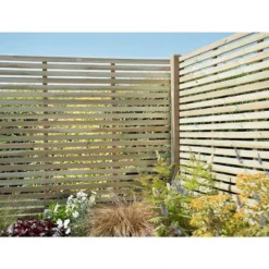 Forest 6' X 6' Pressure Treated Contemporary Slatted Fence Panel (1.8m X 1.8m) -Zen Gardenia Sales venh6hd 1