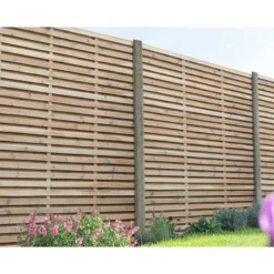 Forest 6' X 6' Pressure Treated Contemporary Double Slatted Fence Panel (1.8m X 1.8m) -Zen Gardenia Sales venhhm6hd 1