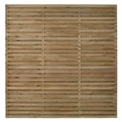 Forest 6' X 6' Pressure Treated Contemporary Double Slatted Fence Panel (1.8m X 1.8m) -Zen Gardenia Sales venhhm6hd double side slatted panel 1 8m cutout1