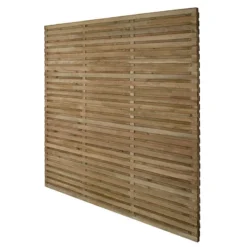 Forest 6' X 6' Pressure Treated Contemporary Double Slatted Fence Panel (1.8m X 1.8m) -Zen Gardenia Sales venhhm6hd double side slatted panel 1 8m cutout2